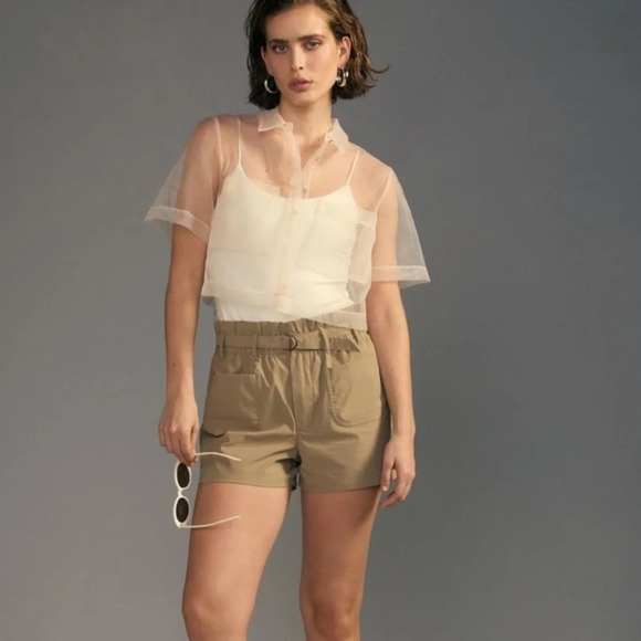 NWT Anthropologie Avec Filles Olive Paperboy Shorts Large - Picture 1 of 6